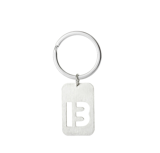 1Pcs Simple Stainless Steel 26 Letter Keychains Fashion Sliver Color Initials Keyrings Handbag Charms Ornaments Souvenir Gifts B