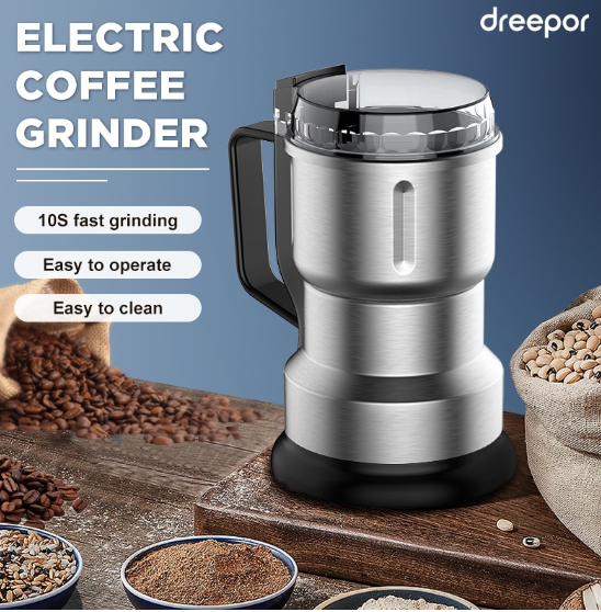 Dreepor Electric Coffee Grinder Stainless Steel Grinder Beans Nuts
