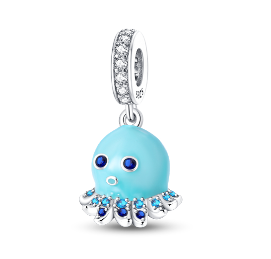 S925 Silver Pandora Same Design Glass Beads Sea Animal Butterfly Seahorse Sea Turtle Beads Suitable for Original Bracelets  015