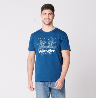 Wrangler Men's Graphic Logo T-Shirt Atlantic Blue
