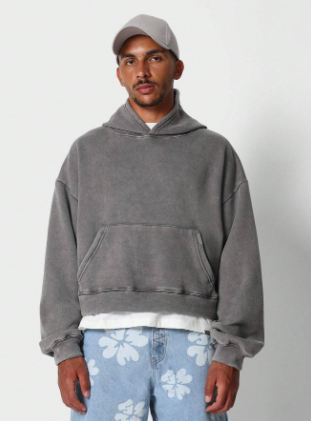 SUMWON Crop Fit Overhead Washed Hoodie