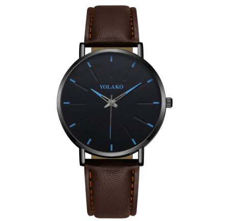 Ultra thin fashion men's watch simple scale personalized pointer belt quartz watch 005