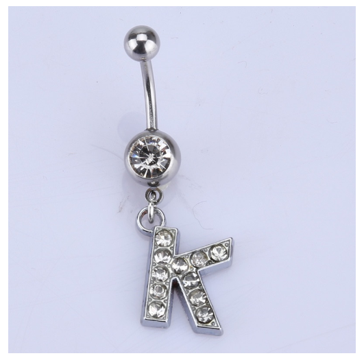 26 Letter A To Z Style Charm Stainless Steel Body Piercing JewelryCrystal Rhinestone Navel Belly Button Ring K