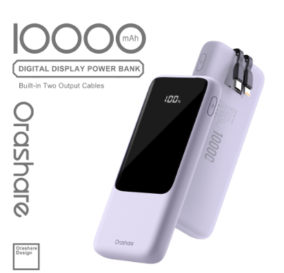 Orashare OH10 Power Bank Built in Cable Slim and Portable 15W Fast Charging 10000mAh