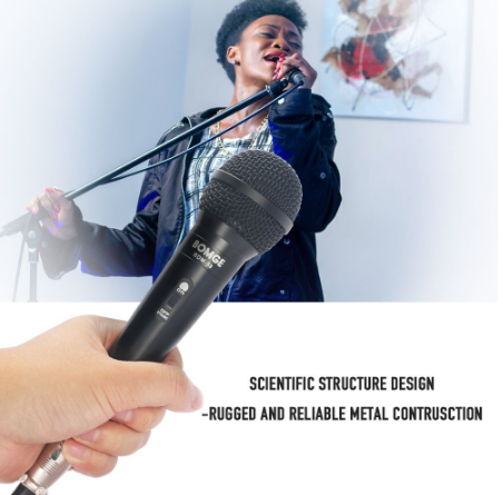 BOMGE Professional Dynamic Metal Cardioid Microphone /Wired Mic With 5M Cable/Karaoke & Vocal