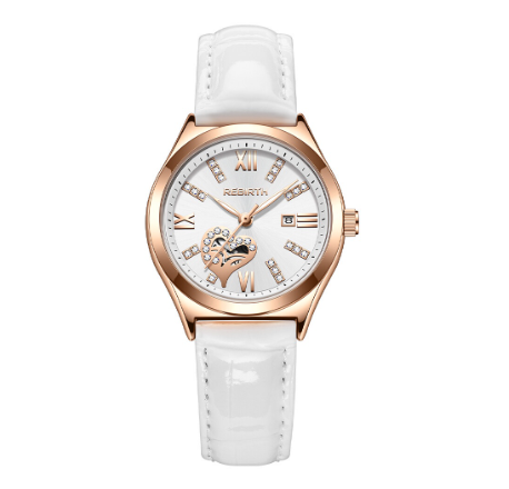 POSHI Brand Watches Women's Fashion Korean Diamond Quartz Leather Waterproof Ladies Watch WHITE