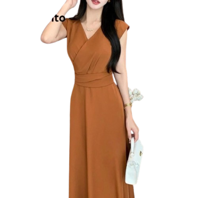 Lovito Women Zipper Dress LNA19116 (Brown)