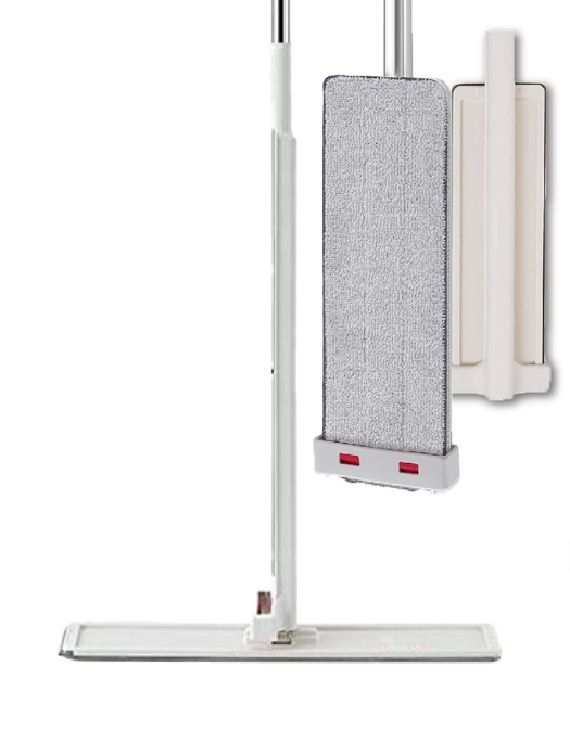 Hands-free Flat Mop Self-wringing Large Microfiber Flat Mop Includes 2 Microfiber Pads