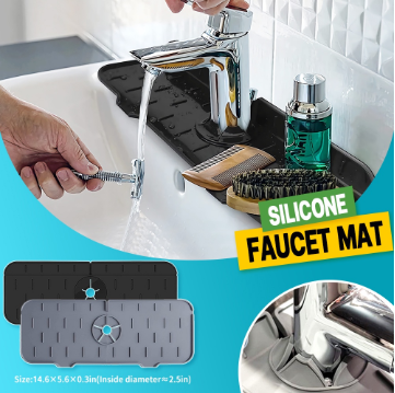 Kitchen Bathroom Silicone Faucet Mat Sink Splash Guard Drainage Mat Countertop Protection Mat