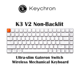 Keychron K3 V2 Ultra-slim Wireless Mechanical Keyboard Low Profile Gateron Switch Non-Backlight for Mac Windows