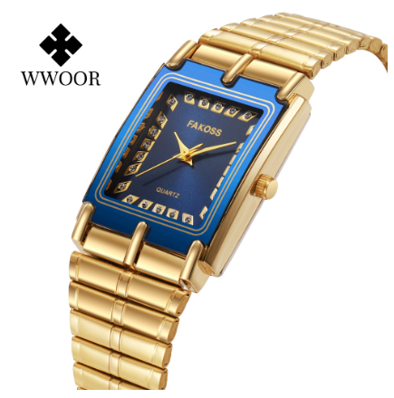 WWOOR Watch for Women Quartz Watch Stainless Steel Watch Women Watch 30M Waterproof Exquisite High-End Women Watch BLUE DIAL GOLD CASE STRAP