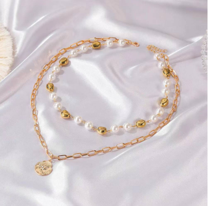 Double Pearl Necklace Clavicle Chain Short Necklace