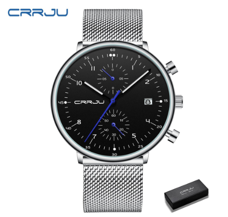 CRRJU Mens Watch Luxury Top Brand Men Stainless Steel WristWatch Men's waterproof Date Quartz watches relogio masculino 2278 M5
