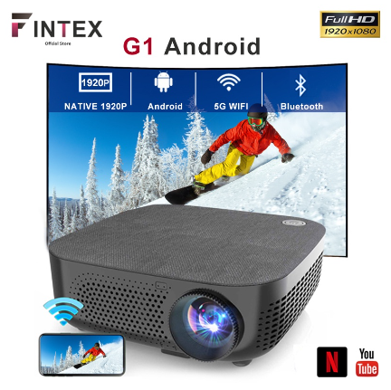 Fintex G1 Native 1920P Full HD 4K Android 9.0 Projector Portable Beamer 5G Wi-Fi,10500 Lumens, Bluetooth