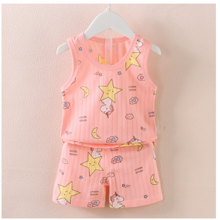 Ready Stock Boys Girls' Cartoon Thin Breathable Sleeveless Vest and Shorts Set BT3