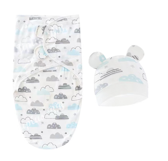 Newborn Baby Muslin Swaddle Blanket Hat Set Swaddle Bedding Wrap Blanket Baby Swaddling S67