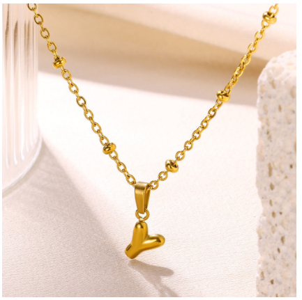 Letter Necklace for Women, 18K Gold Plated Balloon Initial Necklaces Personalized Gold A-Z Alphabet Pendant Cute Name Choker Necklace Y