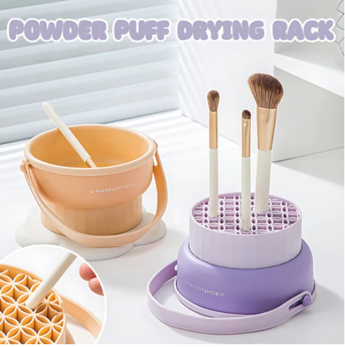 Makeup Brush Storage Drying Rack Multifunctional Puff Cleaning Dish Tool Brush Beauty Cushion Drying