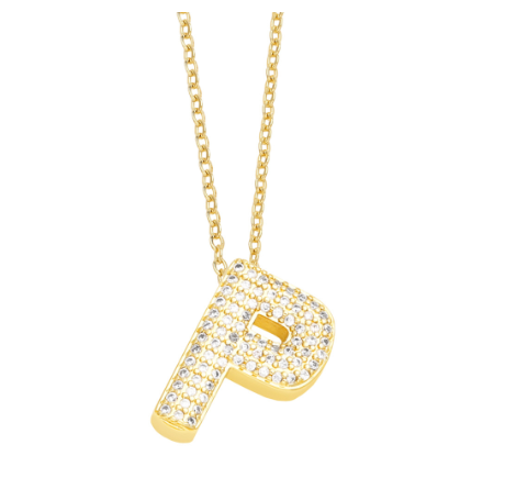Fashion Clear Crystal A-Z Initial Necklace for Women Copper Gold Plated 26 Letters Pendant Name Jewelry Gifts P