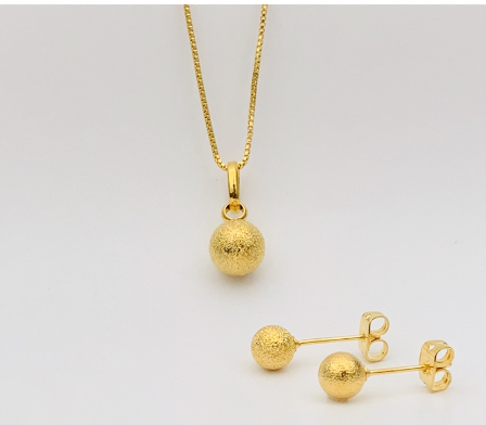 24K Bangkok Gold Necklace Earrings Jewelry Set for Women