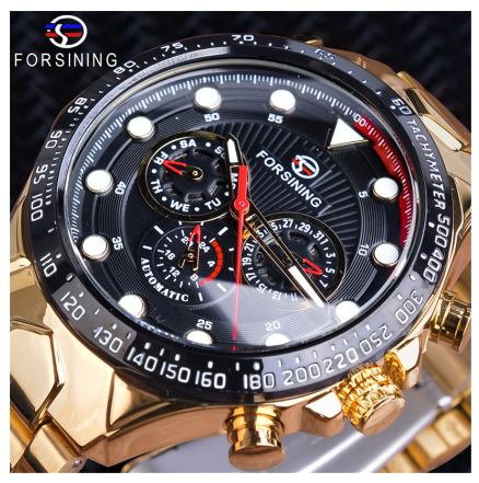 Forsining Automatic Watch for Men Mechanical Watches Luxury Stainless Steel Calendar men watch Waterproof 2