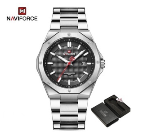 Naviforce Nf9200 Men's Luxury Military Sport Quartz Casual Dress Waterproof Creative Clock GRAY SILVER