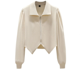 Korean Long Sleeve Jacket for Women Long Sleeve Cardigan Crop Top Blazer Full Zip