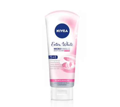 NIVEA Face Cleanser Extra Bright 5-in-1 Deep Clean Whitening Face Scrub, 100G