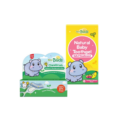 Tiny Buds SET DEAL: Stage 1 Strawberry Banana with Chewbrush