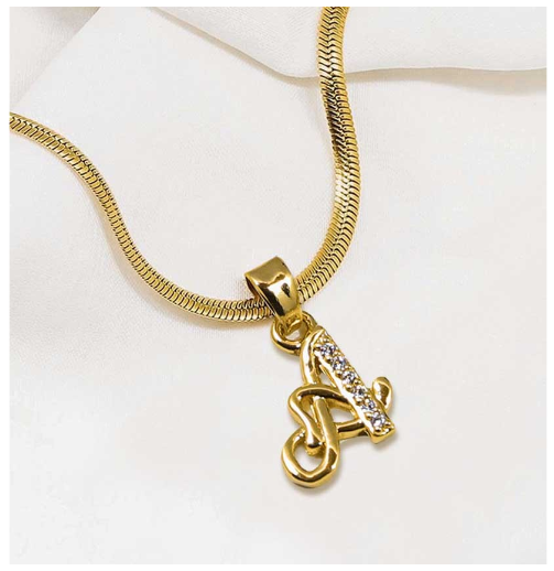 LAJ 18k Gold Stainless Steel Initial A-Z Necklace SLP116 LETTER with LX873D FREEBOX A