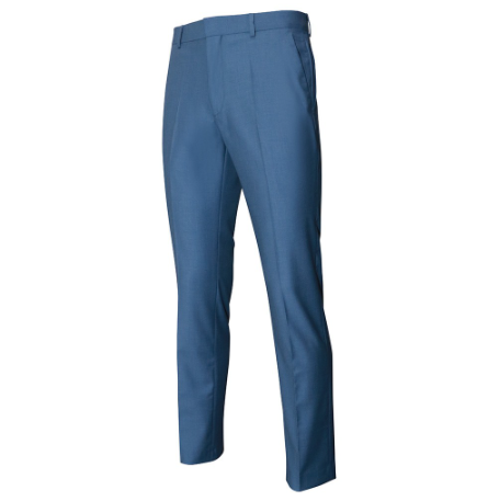 Wall Street Men's Fitted Plain Flat Front Suit Slacks (Light Blue)