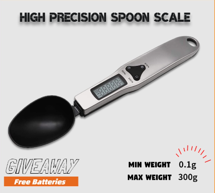 Kitchen Spoon Stainless Steel Electronic Weighted Spoon Food Scales Digital Weight 300g/0.1g Baking