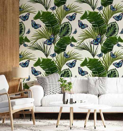 Z28 Butterfly Tropical Theme Wall Sticker PVC Self Adhesive Homedecor 10meters by 45CM
