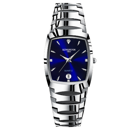 Fashion Tungsten Steel Color Square Couple Style Steel Band Calendar Watch Waterproof Luminous Men's and Women's Student M6