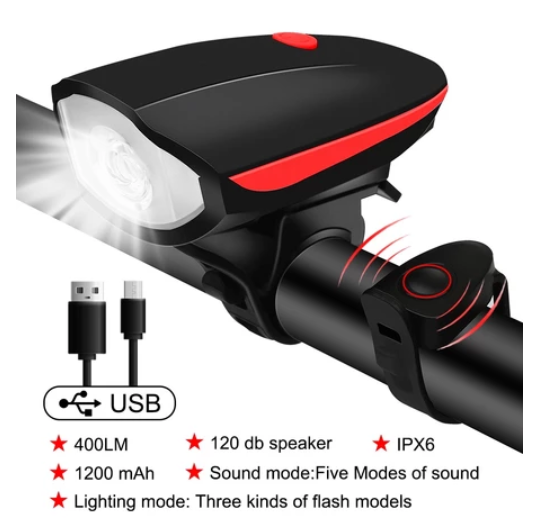 Multi-mode Bike Light with Horn Rechargeable Waterproof Night Light for Mountain Bike Flashlight BL2