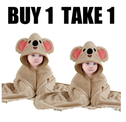 Buy 1 Take 1 2PCS Hooded Baby Blanket Baby Bath Towel Baby Towel Swaddle Kulambo Pranela SET3
