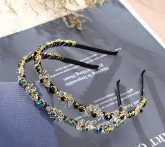 Korean Metal Leaf Rhinestone Headband Crystal Diamond Luxurious Hair Band Party Wedding Hair Accessories