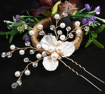 Flower Pearl Hairpin Wedding Jewelry Leaf Crystal U-shaped Hairpin Hair Accessories