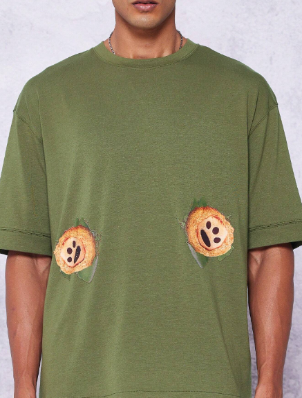 SUMWON Oversized Tee With Teddy Bear Graphic Print College Ready