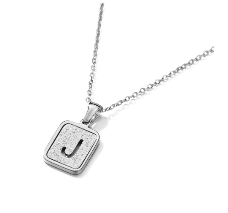 St. Kunkka 316L Stainless Steel Hollow A-Z Letter Pendant Necklace for Gift and Birthday Gift  J