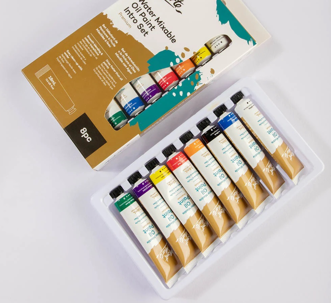 8PC  x 1ML Mont Marte Water Mixable Oil Paint Intro Set Premium 0.6 US fl.0Z