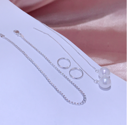 Jewelry Bracelet Pearl Dangling and Stud Earring Set for Women