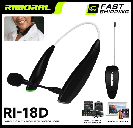 RIWORAL RI18D Wireless Lapel Microphone For Teaching Recording Mike Videoke Interview Lavalier Mic