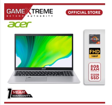 Acer Aspire 5 15.6” laptop Ryzen 5-5500U 8GB RAM 512GB SSD - Silver