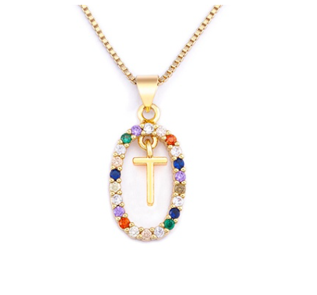 Colorful 26 Letters A - Z Initial Alphabet Pendant Long Chain Necklace Name Jewelry Women Accessories T