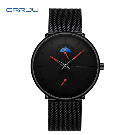 CRRJU Men's Watch Original Brand Multifunctional Fashion Business Analog Quartz Stainless Steel Waterproof 2263 X RED 3