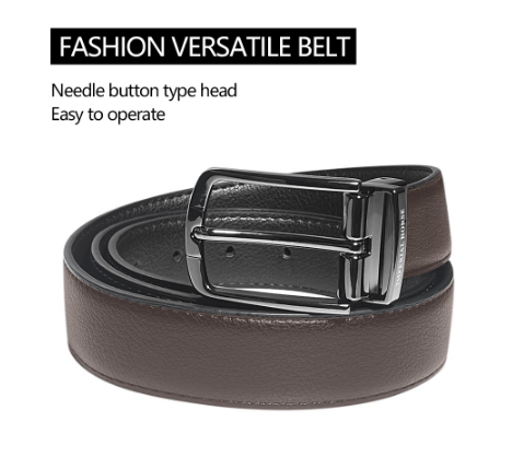 Imperial Horse Men's Genuine Cowhide Leather Belt with black and brown dual-purpose flip buckle Send box H4150