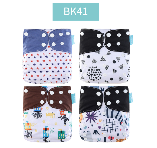 Happyflute 2023 Baby Reborn 4pcs set Washable Eco-friendly Baby Cloth Diaper Ecological Adjustable Nappy Reusable Diaper SET6