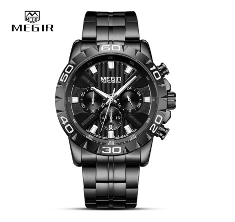 MEGIR Brand Luxury Full Steel Business Quartz Watch Men's Wrist Watches Sport Military Date Chrono M001