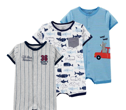 Baby Clothes Boy Short Sleeved Cartoon Printed Newborn Jumpsuit